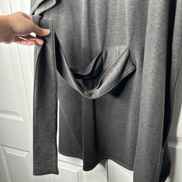 Josie Natori Anthracite Grey Short Sleeve Brushed Wrap Cardigan Women's X-Small - Picture 6 of 8